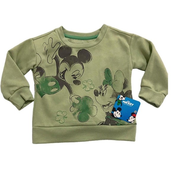 Disney Minnie & Mickey  Girls St. Patrick's Day Pullover &Joggers Set Size 12M - Picture 2 of 3